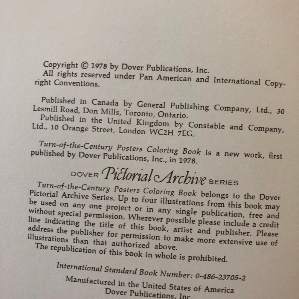 Turn Of The Century Posters Coloring Book 38 Designs Paperback Ed Sibbet Jr 1978